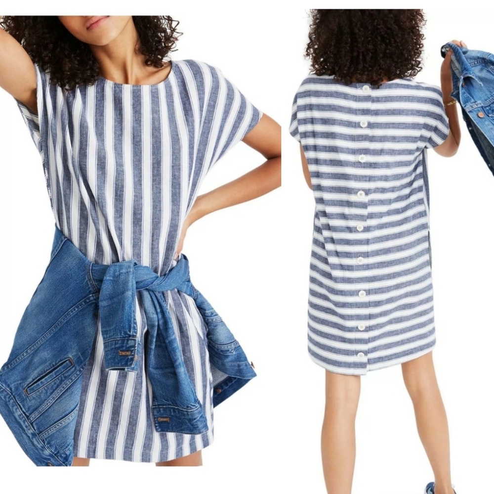 Madewell Navy and White Striped Mini Dress